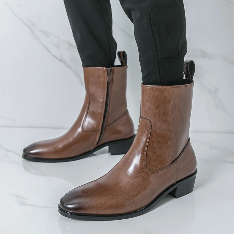 Men'S Shoes Hey Dude - รองเท้าบูทหุ้มข้อคลาสสิก สวมใส่สบาย รองเท้าบูทแฟชั่นผู้ชาย รองเท้าหนังลำลองแบบเชลซี ดีไซน์ใหม่ รองเท้าหุ้มข้อสูง