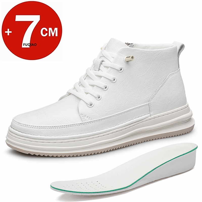 Men'S Shoes Increase Height - รองเท้าผู้ชายหุ้มข้อสูง หนังวัวแท้ รองเท้าลำลองแบบสปอร์ต เพิ่มความสูงแบบซ่อน รองเท้าบูทเสริมส้น รองเท้าผ้าใบเสริมส้น