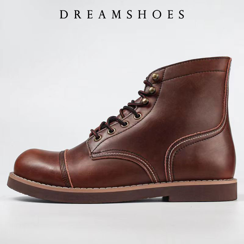 Men'S Shoes Hey Dude - รองเท้าบูทข้อเท้าหนังวัวแท้ทรงกลมหัวมนสไตล์วินเทจญี่ปุ่นปี 2026 สำหรับผู้ชาย ทำมือ งานฝีมือ รองเท้าลำลอง