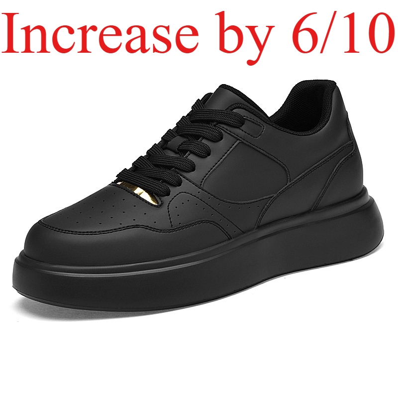 Men'S Shoes Increase Height - รองเท้าสเก็ตบอร์ดหนังเทียมสำหรับผู้ชาย แบบผูกเชือก เพิ่มความสูง 6/8/10 ซม. พื้นกันลื่น
